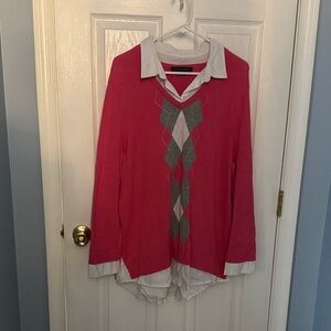 Tommy Hilfiger Pink Sweater with White Collar